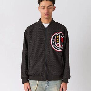 Reason Men's Black Varsity Champions Coach Jacket Chenille Patch Size Small NWT